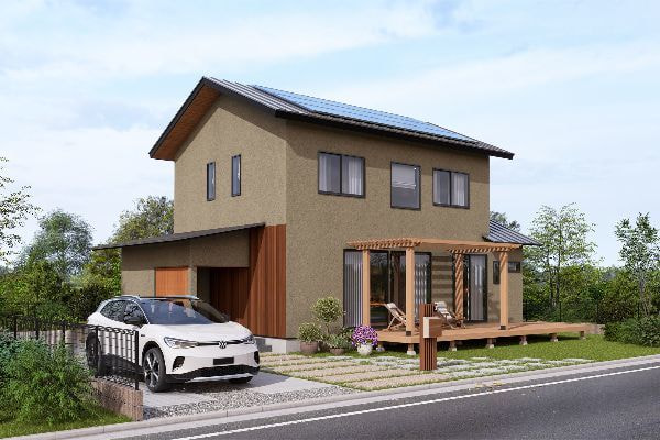 ベージュ系外壁の住宅パース